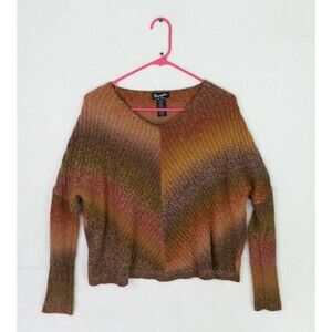 Wrangler Retro Striped Knit Sweater Oversized Size S Orange Brown Red Wool Blend